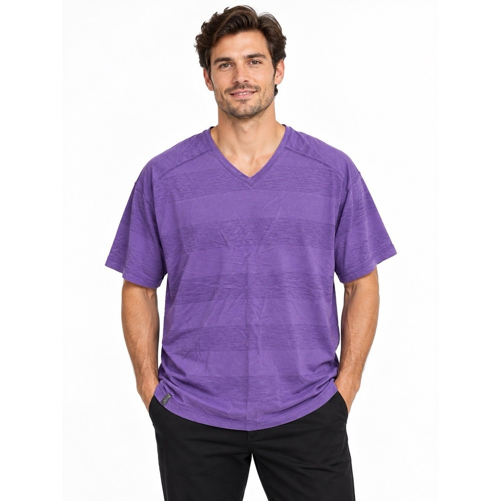 Jordan Jumpman Men's XXL Purple Tonal Stripe V Neck T-Shirt 100% Cotton